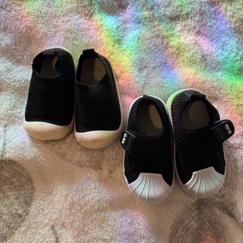 Kids Black Slip-On Shoes Wide Toe Box